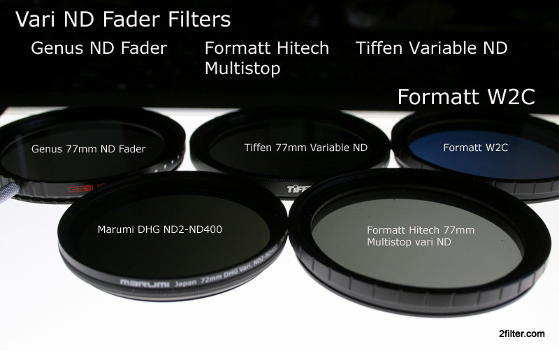 Reviews Tiffen VND filters, Variable ND camera filters, Marumi ND2400, Heliopan Vario